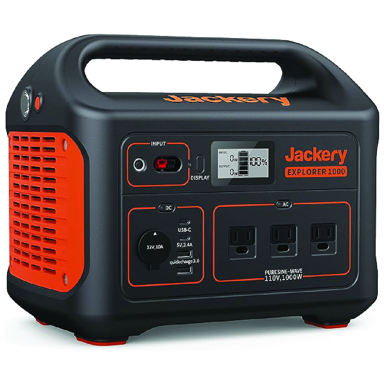 Portable power station with solar charging capability, ideal for outdoor adventures and emergency backup.